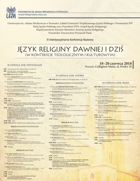 IX Interdyscyplinarna Konferencja Naukowa “Język religijny dawniej i dziś”
