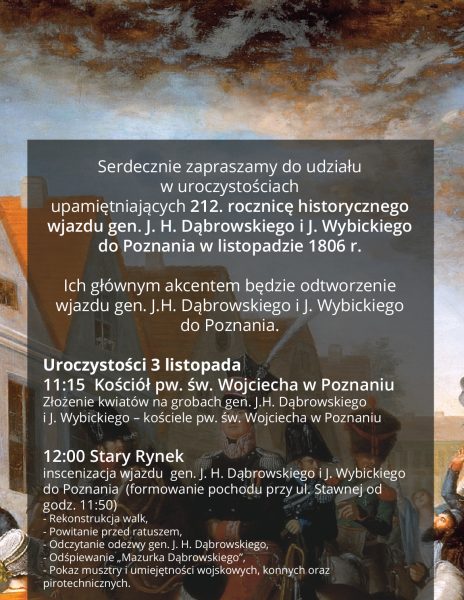 212. rocznica wjazdu gen. Dąbrowskiego i Wybickiego do Poznania
