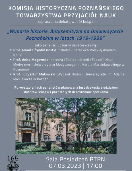 „Wyparte historie. Antysemityzm na Uniwersytecie Poznańskim  w latach 1919-1939”
