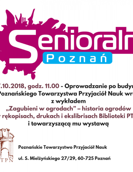 “Senioralni – Poznań” – wykład otwarty o ogrodach