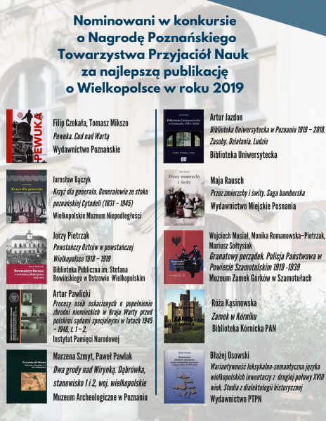 Nominowani w konkursie o Nagrodę PTPN za najlepszą publikację o Wielkopolsce w 2019 r.