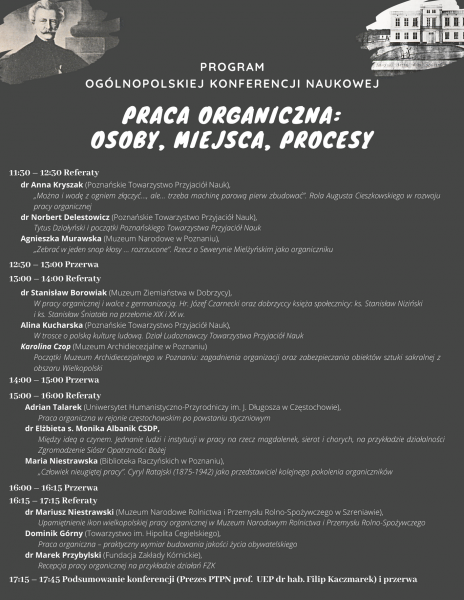 Program konferencji Praca organiczna: osoby, miejsca, procesy