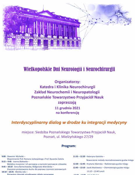Konferencja naukowa: Interdyscyplinarny dialog w drodze ku integracji medycyny || Wielkopolskie Dni Neurologii i Neurochirurgii