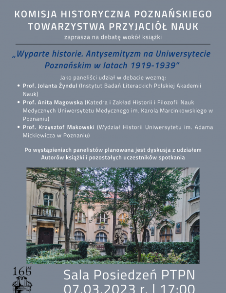 „Wyparte historie. Antysemityzm na Uniwersytecie Poznańskim w latach 1919-1939”