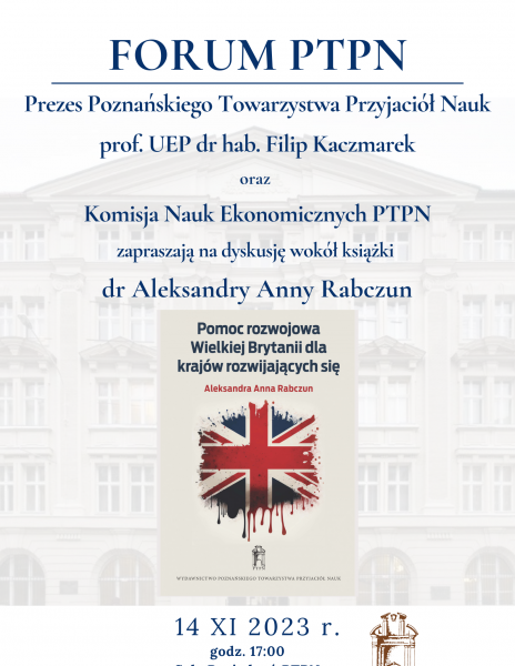 Forum PTPN – wokół książki „Pomoc Wielkiej Brytanii dla krajów rozwijających się” dr Anny Rabczun
