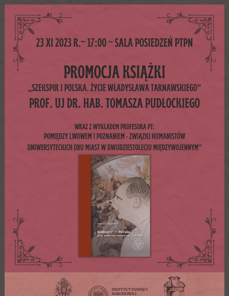 Promocja książki prof. UJ dr. hab. Tomasza Pudłockiego